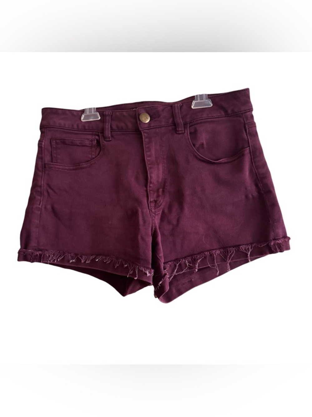 💜4/$40 American Eagle Outfitters Wine High-Rise Frayed Hem Jean Shorts